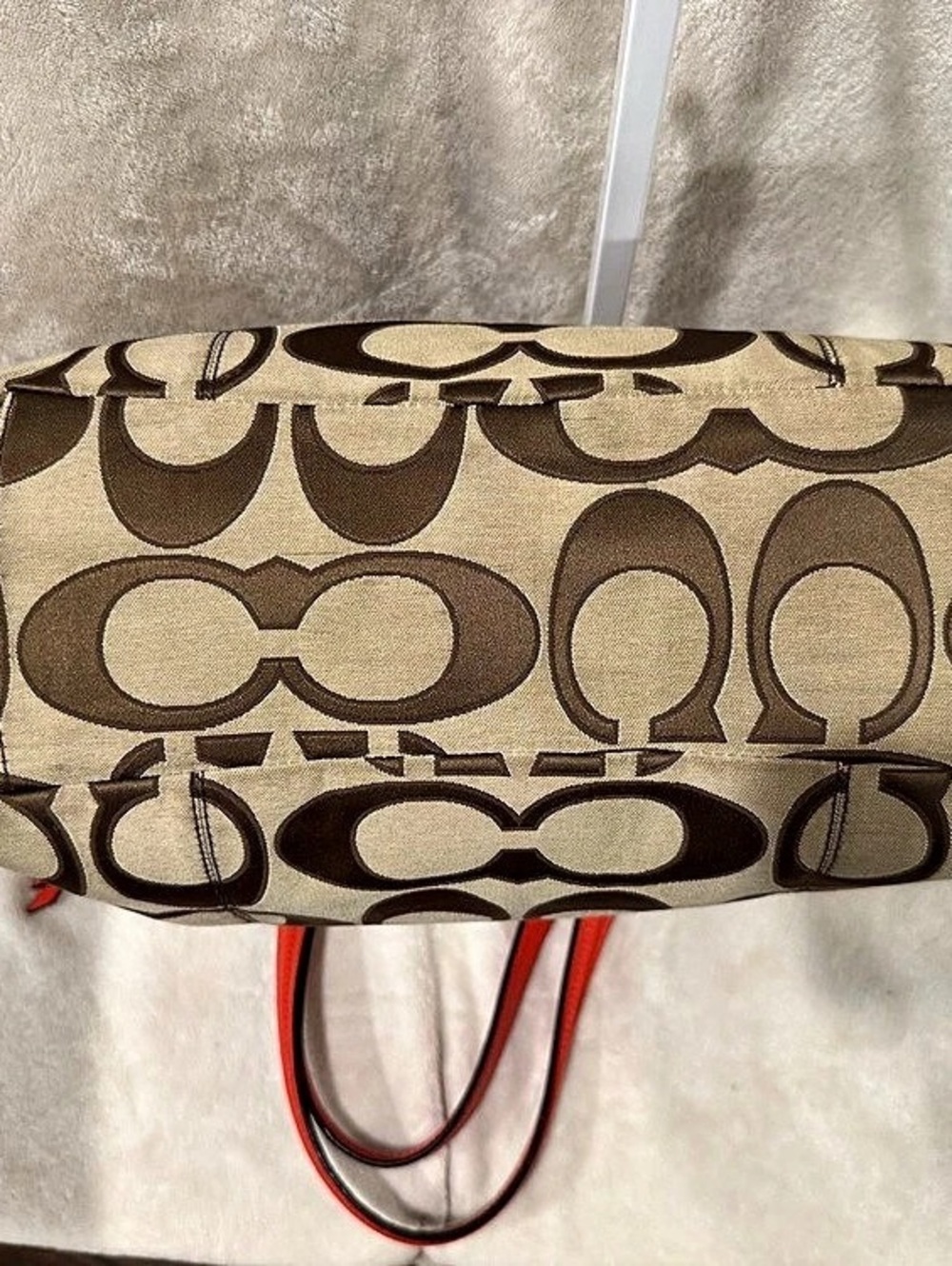 Coach Signature Canvas Tote in Brown & Orange - Picture 7 of 10